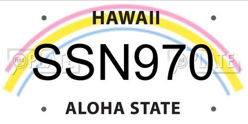 SSN970 Hawaii License Plate
