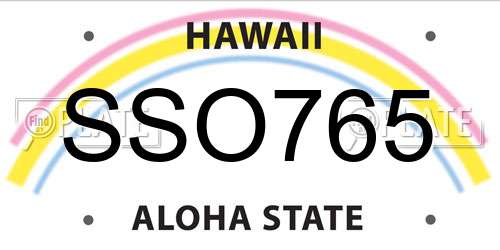 SSO765 Hawaii License Plate