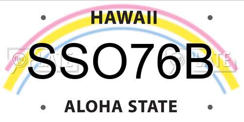 SSO76B Hawaii License Plate