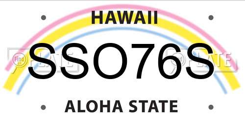 SSO76S Hawaii License Plate