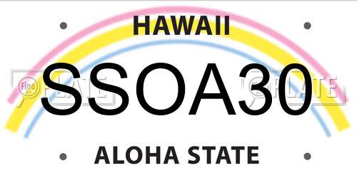 SSOA30 Hawaii License Plate