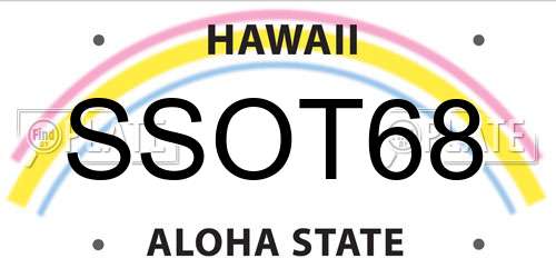 SSOT68 Hawaii License Plate