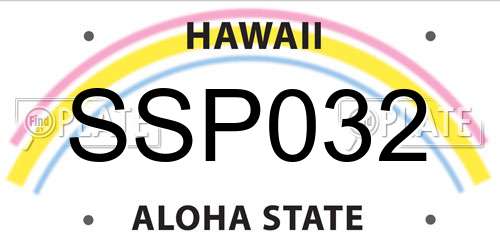 SSP032 Hawaii License Plate