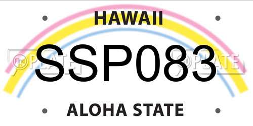 SSP083 Hawaii License Plate