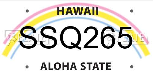 SSQ265 Hawaii License Plate