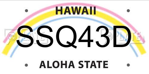 SSQ43D Hawaii License Plate