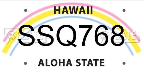 SSQ768 Hawaii License Plate
