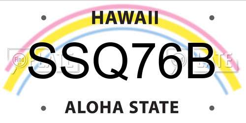 SSQ76B Hawaii License Plate