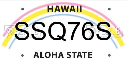 SSQ76S Hawaii License Plate