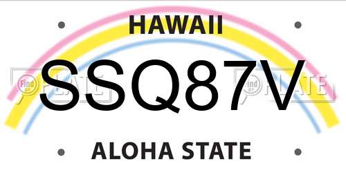 SSQ87V Hawaii License Plate