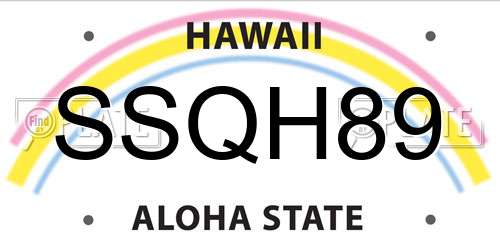 SSQH89 Hawaii License Plate