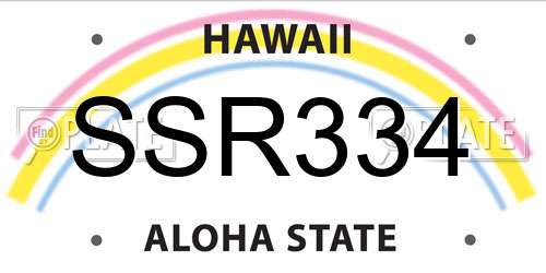 SSR334 Hawaii License Plate