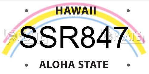 SSR847 Hawaii License Plate