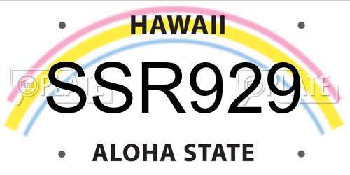SSR929 Hawaii License Plate