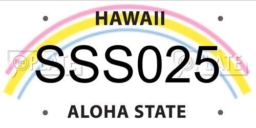 SSS025 Hawaii License Plate