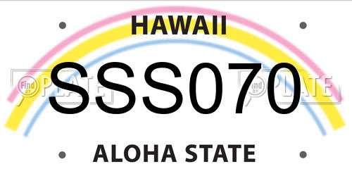 SSS070 Hawaii License Plate