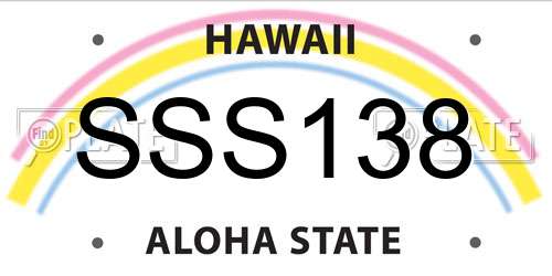 SSS138 Hawaii License Plate