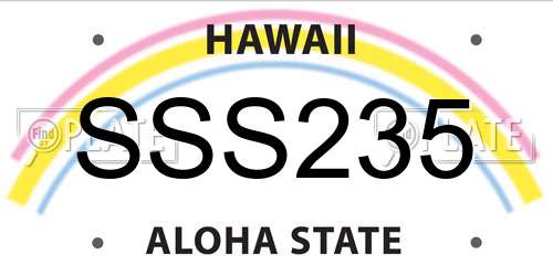 SSS235 Hawaii License Plate