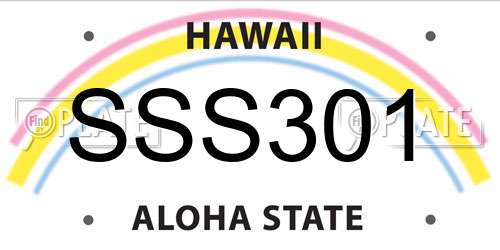 SSS301 Hawaii License Plate