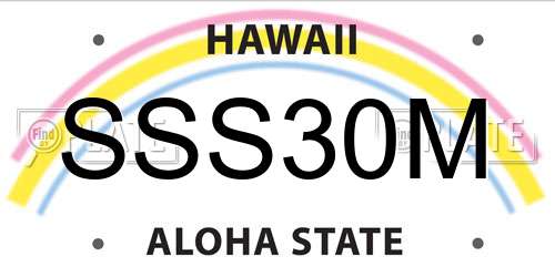 SSS30M Hawaii License Plate