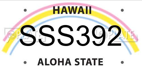 SSS392 Hawaii License Plate