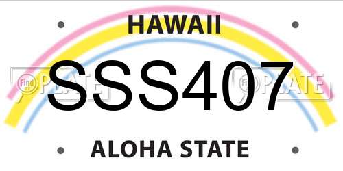 SSS407 Hawaii License Plate