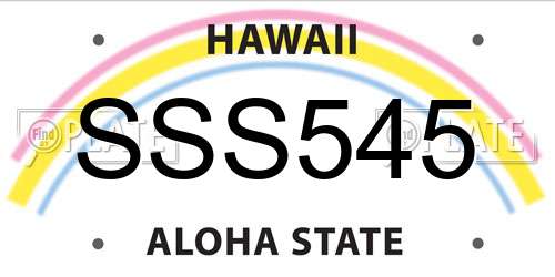 SSS545 Hawaii License Plate