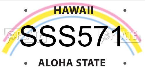 SSS571 Hawaii License Plate