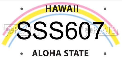 SSS607 Hawaii License Plate