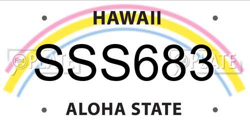 SSS683 Hawaii License Plate