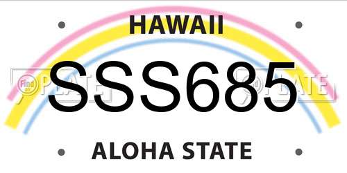 SSS685 Hawaii License Plate