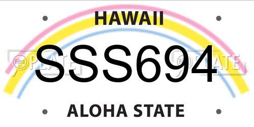 SSS694 Hawaii License Plate