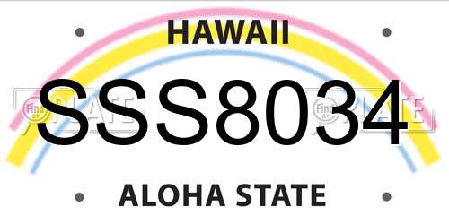 SSS8034 Hawaii License Plate