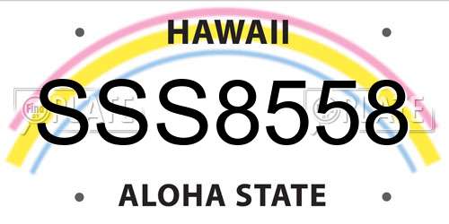 SSS8558 Hawaii License Plate