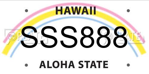 SSS888 Hawaii License Plate