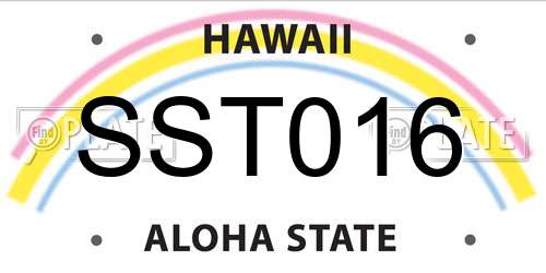 SST016 Hawaii License Plate