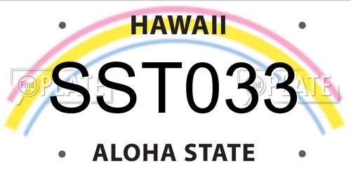 SST033 Hawaii License Plate