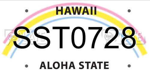 SST0728 Hawaii License Plate