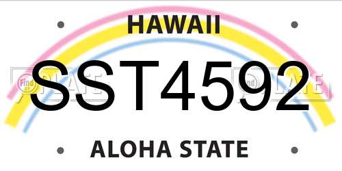 SST4592 Hawaii License Plate