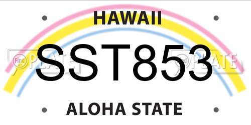 SST853 Hawaii License Plate