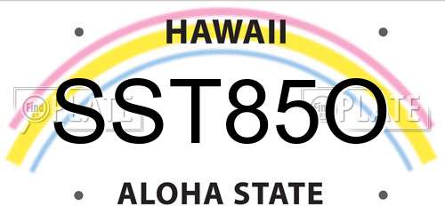 SST85O Hawaii License Plate
