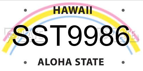 SST9986 Hawaii License Plate