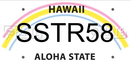 SSTR58 Hawaii License Plate