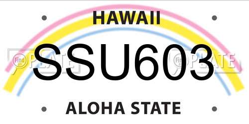 SSU603 Hawaii License Plate