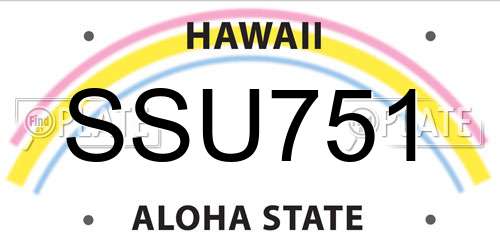 SSU751 Hawaii License Plate