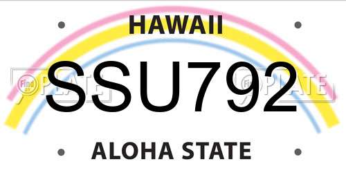 SSU792 Hawaii License Plate