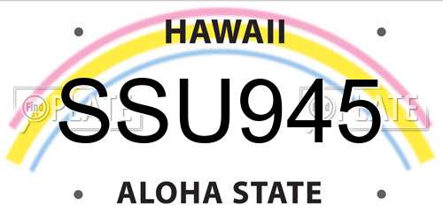 SSU945 Hawaii License Plate