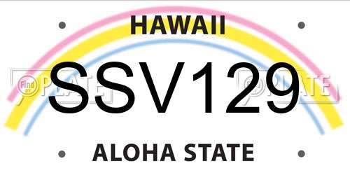 SSV129 Hawaii License Plate