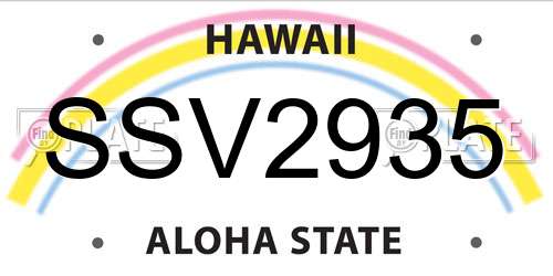 SSV2935 Hawaii License Plate