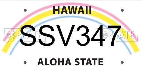 SSV347 Hawaii License Plate